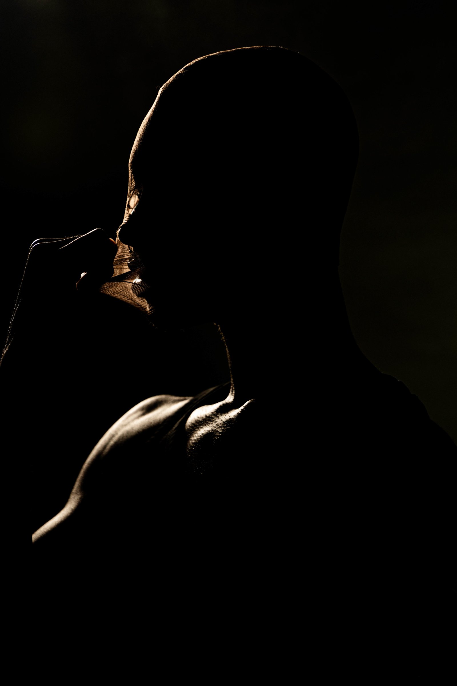 Silhouette with collarbone catching light