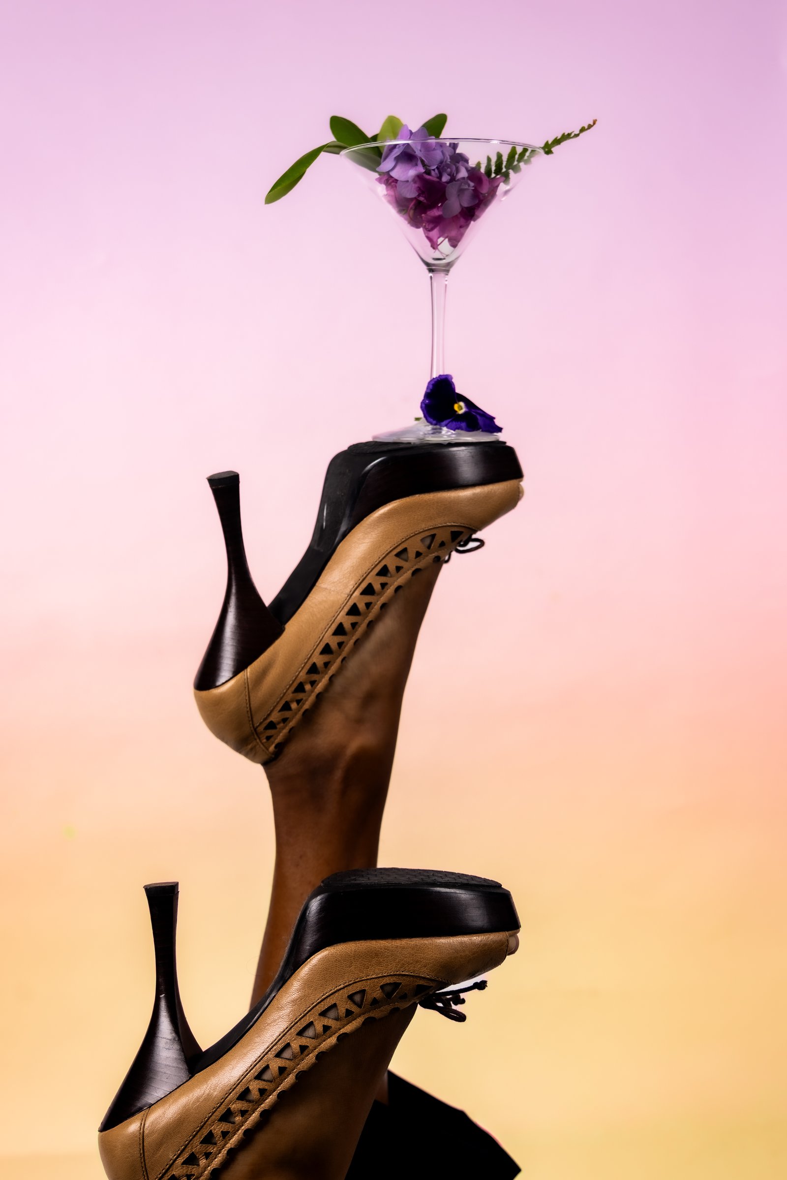 Spiked heel with martini glass